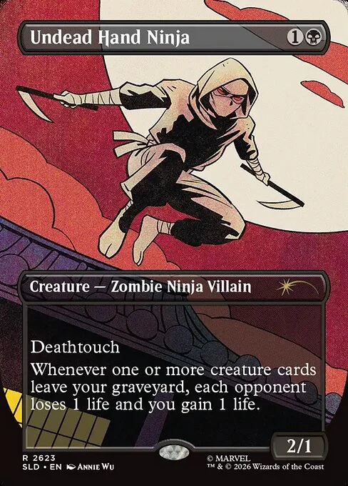 Undead Hand Ninja, carta Magic di tipo Creature — Zombie Ninja Villain illustrata da Annie Wu