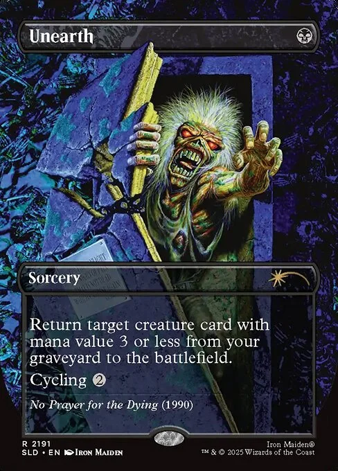 Unearth, carta Magic di tipo Sorcery illustrata da Iron Maiden