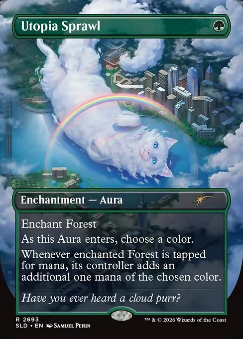 Utopia Sprawl, carta Magic di tipo Enchantment — Aura illustrata da Samuel Perin