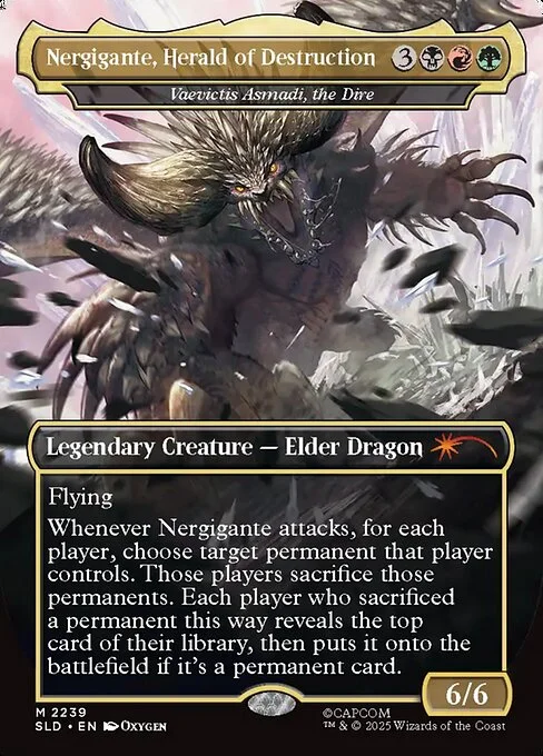Vaevictis Asmadi, the Dire, carta Magic di tipo Legendary Creature — Elder Dragon illustrata da Oxygen