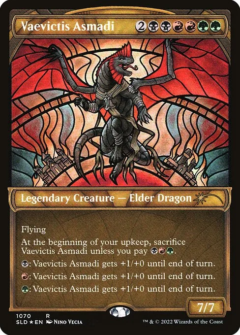 Vaevictis Asmadi, carta Magic di tipo Legendary Creature — Elder Dragon illustrata da Nino Vecia