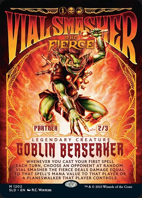 Vial Smasher the Fierce, carta Magic di tipo Legendary Creature — Goblin Berserker illustrata da N.C. Winters