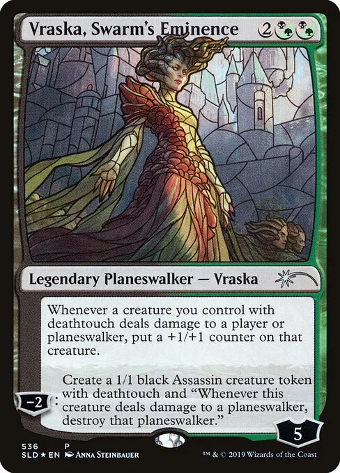 Vraska, Swarm's Eminence, carta Magic di tipo Legendary Planeswalker — Vraska illustrata da Anna Steinbauer