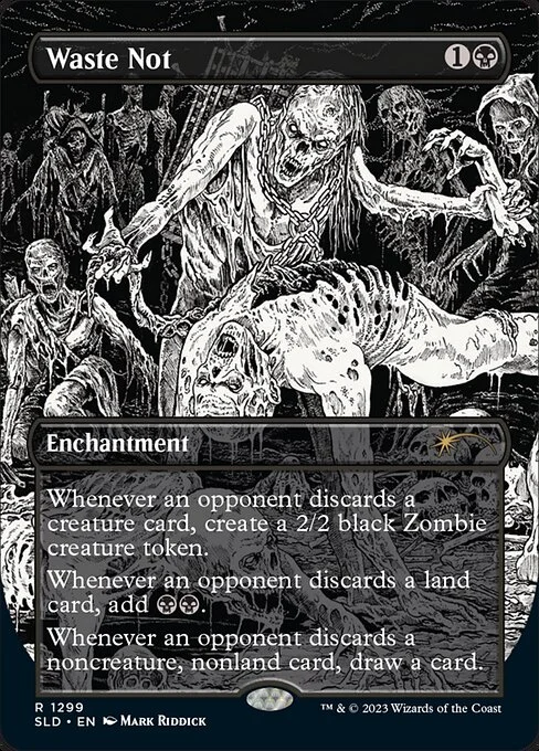 Waste Not, carta Magic di tipo Enchantment illustrata da Mark Riddick