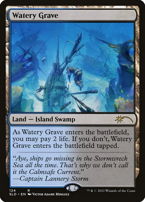 Watery Grave, carta Magic di tipo Land — Island Swamp illustrata da Victor Adame Minguez