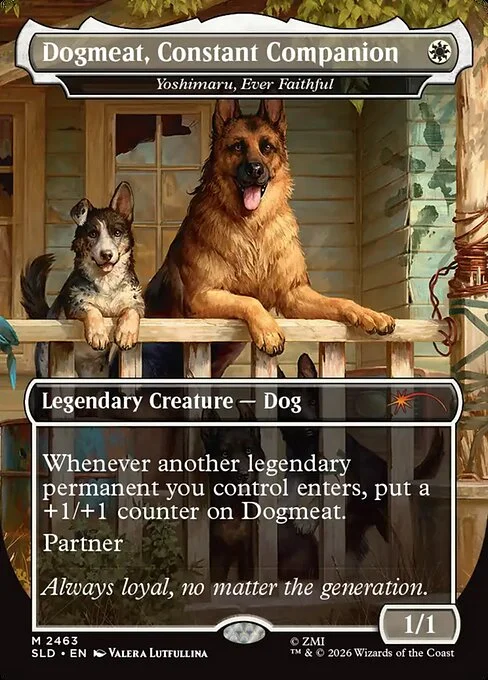 Yoshimaru, Ever Faithful, carta Magic di tipo Legendary Creature — Dog illustrata da Valera Lutfullina