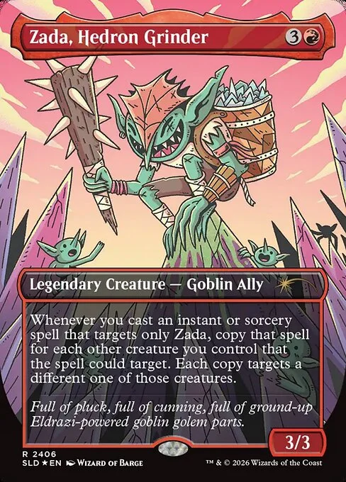 Zada, Hedron Grinder, carta Magic di tipo Legendary Creature — Goblin Ally illustrata da Wizard of Barge