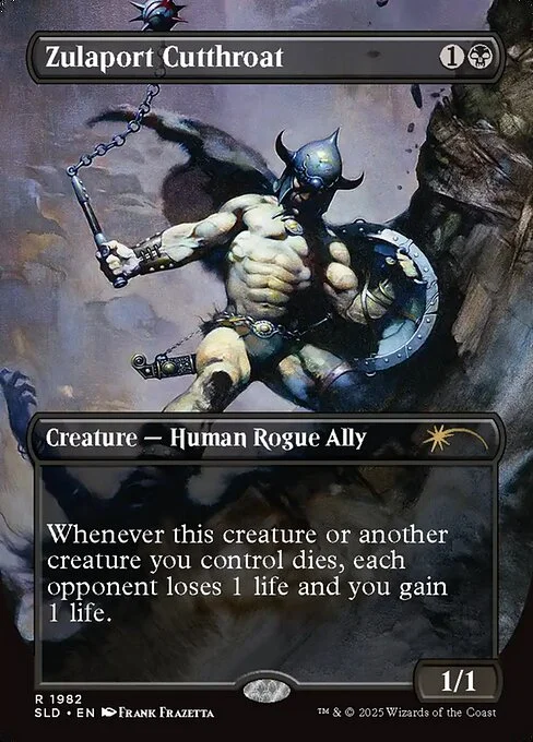Zulaport Cutthroat, carta Magic di tipo Creature — Human Rogue Ally illustrata da Frank Frazetta