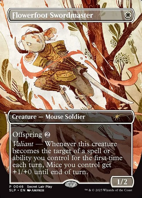 Flowerfoot Swordmaster, carta Magic di tipo Creature — Mouse Soldier illustrata da Ampreh