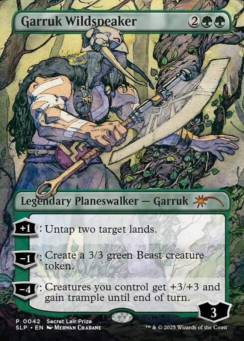 Garruk Wildspeaker, carta Magic di tipo Legendary Planeswalker — Garruk illustrata da Merwan Chabane