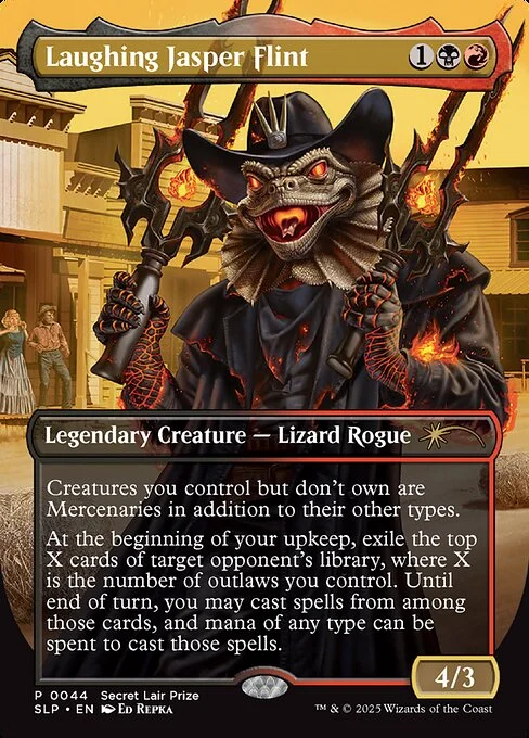 Laughing Jasper Flint, carta Magic di tipo Legendary Creature — Lizard Rogue illustrata da Ed Repka