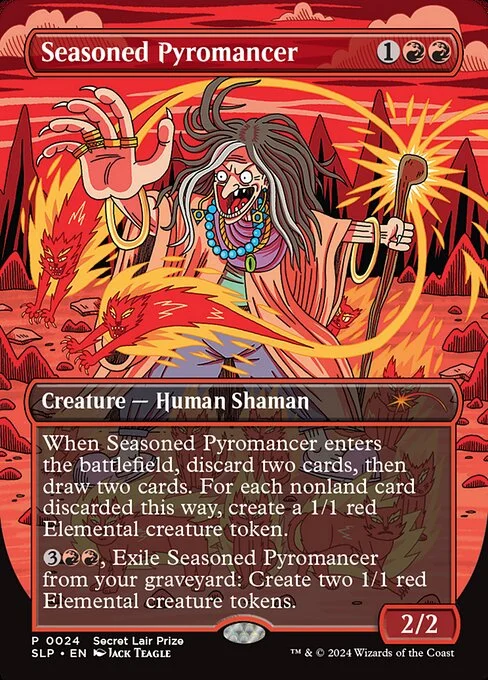 Seasoned Pyromancer, carta Magic di tipo Creature — Human Shaman illustrata da Jack Teagle