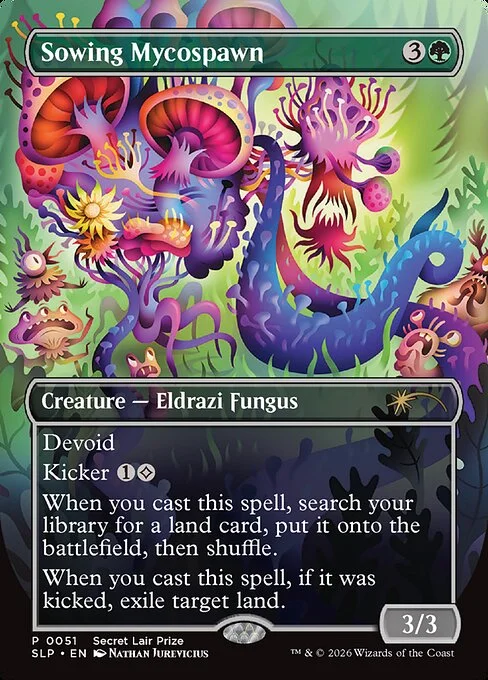 Sowing Mycospawn, carta Magic di tipo Creature — Eldrazi Fungus illustrata da Nathan Jurevicius