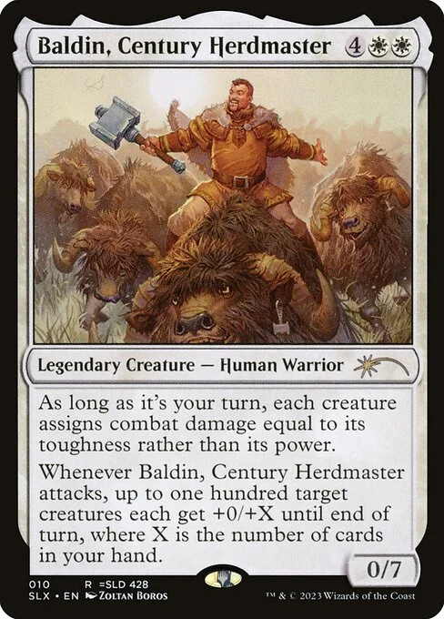 Baldin, Century Herdmaster, carta Magic di tipo Legendary Creature — Human Warrior illustrata da Zoltan Boros