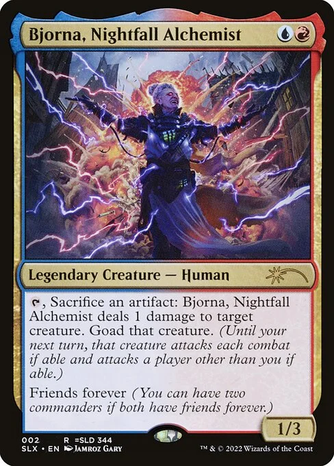 Bjorna, Nightfall Alchemist, carta Magic di tipo Legendary Creature — Human illustrata da Jamroz Gary