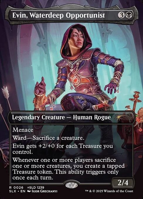 Evin, Waterdeep Opportunist, carta Magic di tipo Legendary Creature — Human Rogue illustrata da Igor Grechanyi