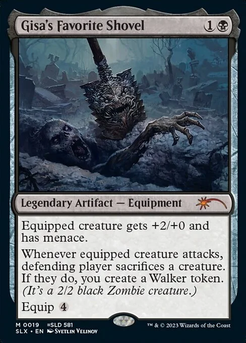 Gisa's Favorite Shovel, carta Magic di tipo Legendary Artifact — Equipment illustrata da Svetlin Velinov