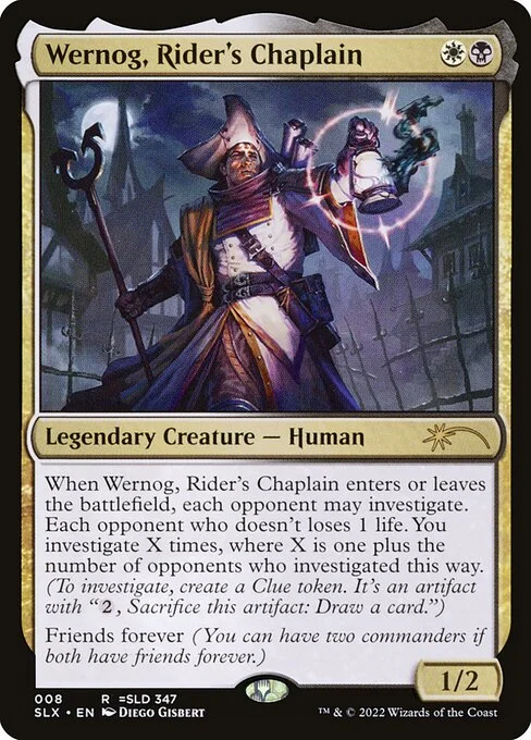 Wernog, Rider's Chaplain, carta Magic di tipo Legendary Creature — Human illustrata da Diego Gisbert