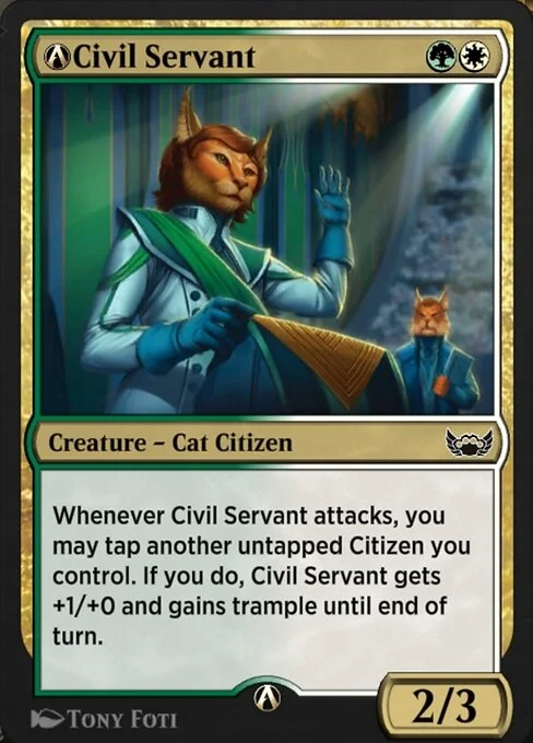 A-Civil Servant, carta Magic di tipo Creature — Cat Citizen illustrata da Tony Foti