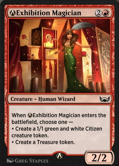 A-Exhibition Magician, carta Magic di tipo Creature — Human Wizard illustrata da Greg Staples