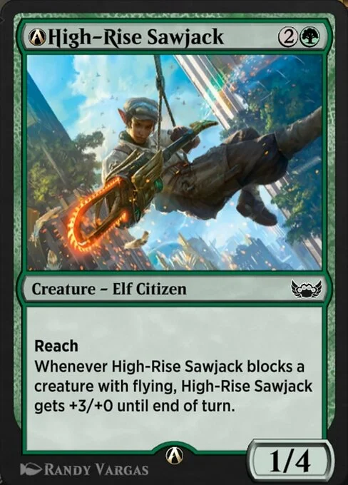 A-High-Rise Sawjack, carta Magic di tipo Creature — Elf Citizen illustrata da Randy Vargas