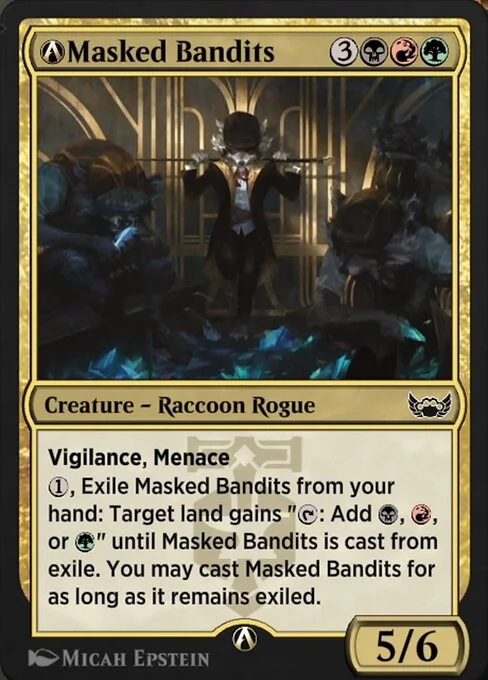 A-Masked Bandits, carta Magic di tipo Creature — Raccoon Rogue illustrata da Micah Epstein