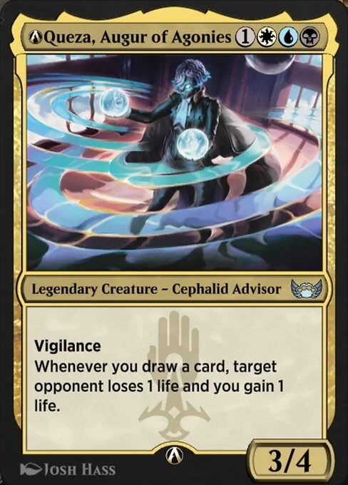 A-Queza, Augur of Agonies, carta Magic di tipo Legendary Creature — Octopus Advisor illustrata da Josh Hass