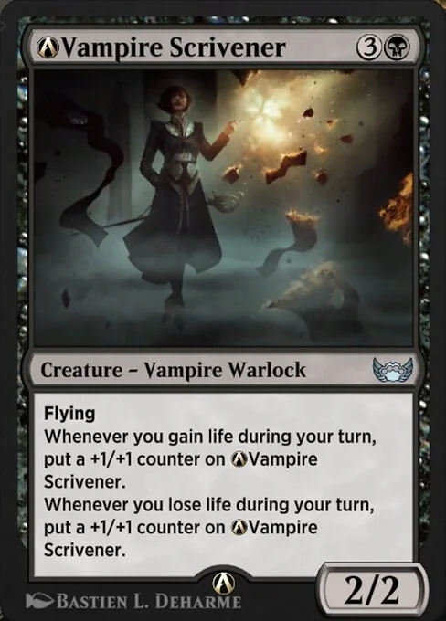 A-Vampire Scrivener, carta Magic di tipo Creature — Vampire Warlock illustrata da Bastien L. Deharme