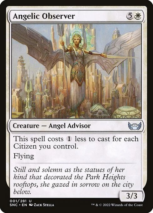 Angelic Observer, carta Magic di tipo Creature — Angel Advisor illustrata da Zack Stella