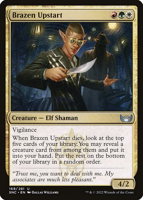 Brazen Upstart, carta Magic di tipo Creature — Elf Shaman illustrata da Dallas Williams