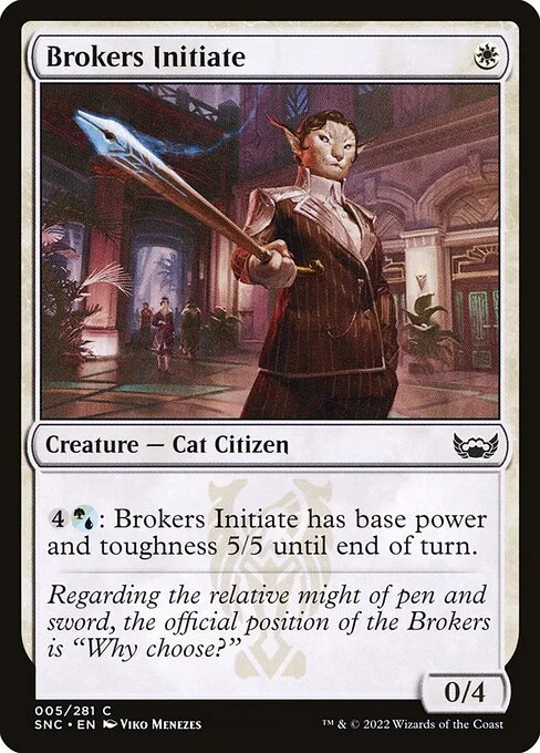 Brokers Initiate, carta Magic di tipo Creature — Cat Citizen illustrata da Viko Menezes
