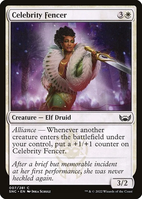 Celebrity Fencer, carta Magic di tipo Creature — Elf Druid illustrata da Inka Schulz