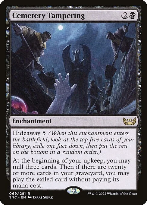 Cemetery Tampering, carta Magic di tipo Enchantment illustrata da Taras Susak