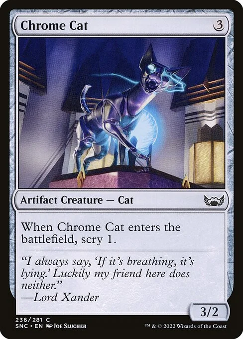 Chrome Cat, carta Magic di tipo Artifact Creature — Cat illustrata da Joe Slucher
