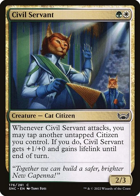 Civil Servant, carta Magic di tipo Creature — Cat Citizen illustrata da Tony Foti