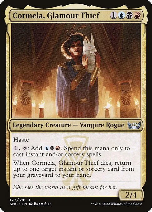 Cormela, Glamour Thief, carta Magic di tipo Legendary Creature — Vampire Rogue illustrata da Bram Sels