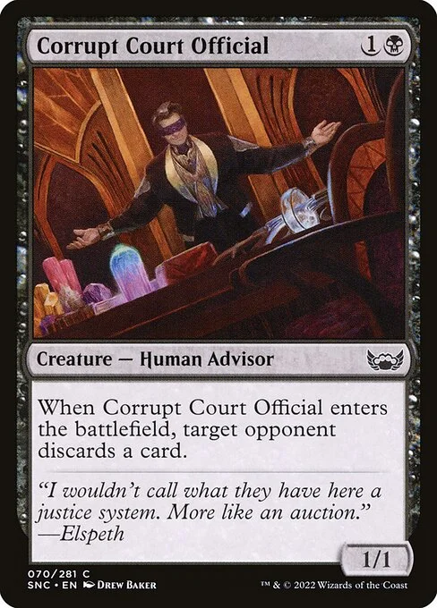 Corrupt Court Official, carta Magic di tipo Creature — Human Advisor illustrata da Drew Baker
