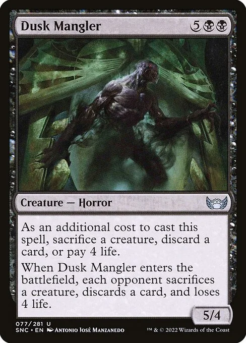 Dusk Mangler, carta Magic di tipo Creature — Horror illustrata da Antonio José Manzanedo