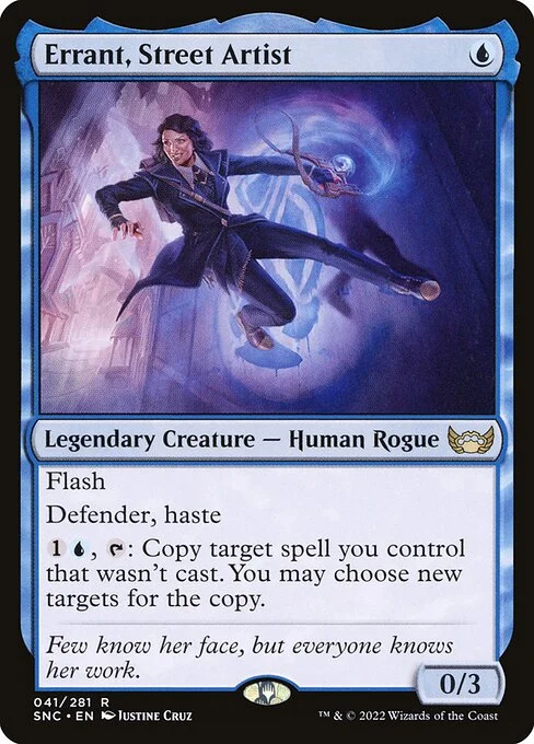 Errant, Street Artist, carta Magic di tipo Legendary Creature — Human Rogue illustrata da Justine Cruz