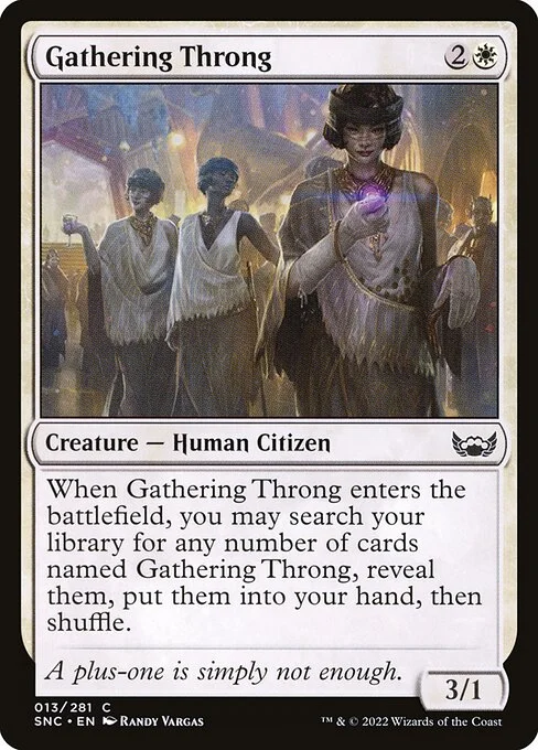 Gathering Throng, carta Magic di tipo Creature — Human Citizen illustrata da Randy Vargas