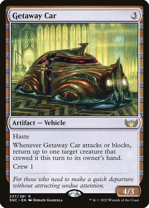 Getaway Car, carta Magic di tipo Artifact — Vehicle illustrata da Donato Giancola
