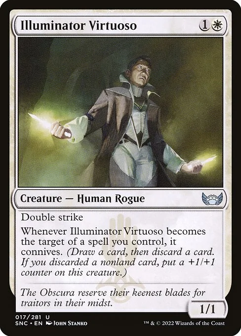 Illuminator Virtuoso, carta Magic di tipo Creature — Human Rogue illustrata da John Stanko