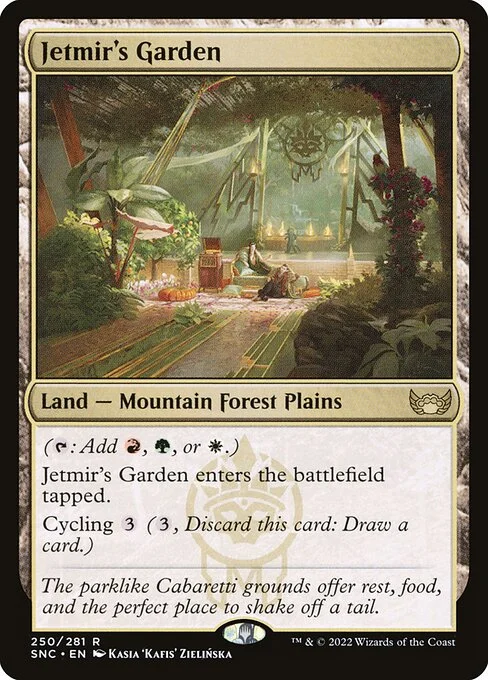Jetmir's Garden, carta Magic di tipo Land — Mountain Forest Plains illustrata da Kasia 'Kafis' Zielińska