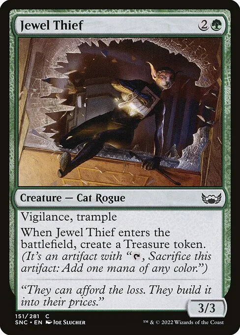 Jewel Thief, carta Magic di tipo Creature — Cat Rogue illustrata da Joe Slucher
