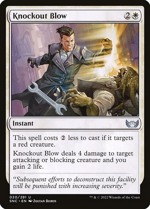 Knockout Blow, carta Magic di tipo Instant illustrata da Zoltan Boros