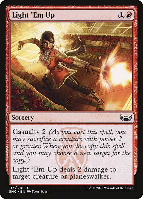 Light 'Em Up, carta Magic di tipo Sorcery illustrata da Tony Foti