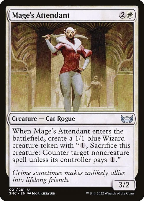 Mage's Attendant, carta Magic di tipo Creature — Cat Rogue illustrata da Igor Kieryluk