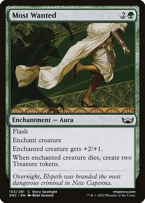 Most Wanted, carta Magic di tipo Enchantment — Aura illustrata da Rémi Jacquot