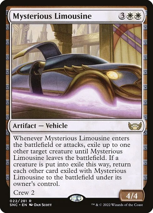 Mysterious Limousine, carta Magic di tipo Artifact — Vehicle illustrata da Dan Murayama Scott