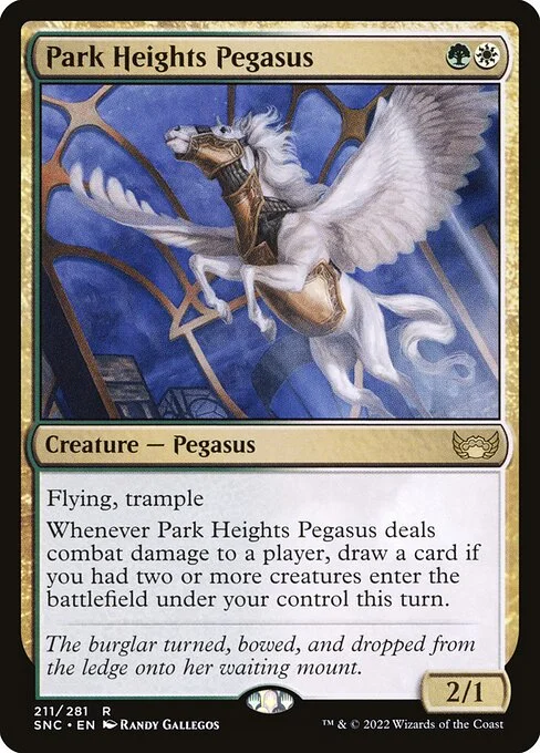 Park Heights Pegasus, carta Magic di tipo Creature — Pegasus illustrata da Randy Gallegos